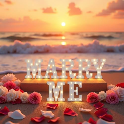 Image of Marry Me Light Up Letters, Will You Marry Me Sign for Proposal Decorations | LED Marry Me Marquee Letters, Battery Operated Marry Me Sign for Proposal Engagement Wedding Decor Valentine's Day
