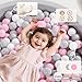 TRENDPLAY Plastic Balls for Ball Pits - Pack of 100 Hollow Balls- Safe and Exciting Playtime - Perfect for Toddler Baby Pools,Party,Festival Decoration,Pink+Grey +White