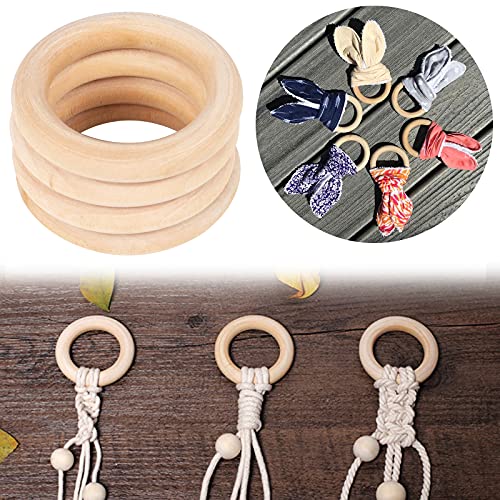 Holzringe, 20 Stück Makramee Holzring Hölzern, Natürlich Holz Ringe, Holzringe Zum Basteln Baby, Upgrade Naturholzringe, Holz Beißringe Kreis für DIY Schmuck, Handwerk (20/30/40/50/60mm)