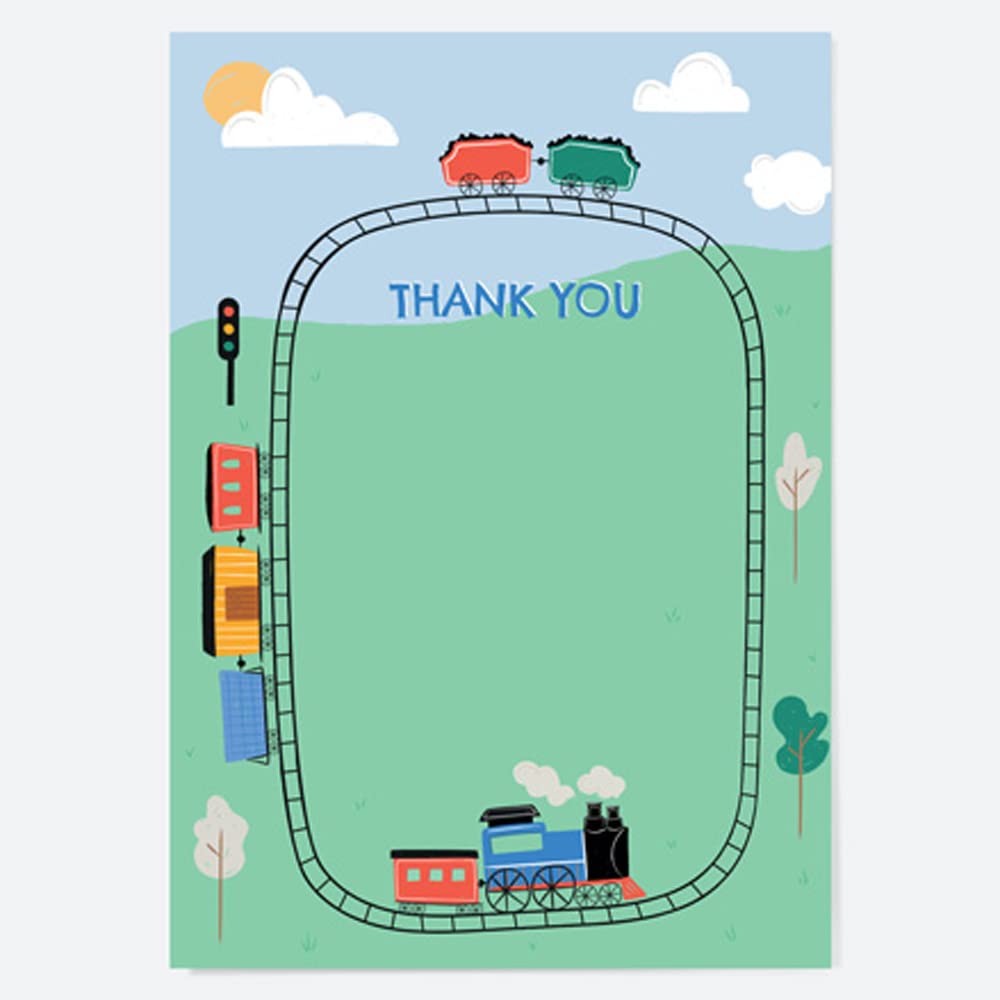 Dotty about Paper Ready to Write Kids Thank You Cards - Train Track - Pack of 10 โ image 1