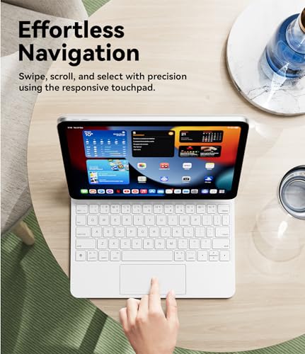 Image of GreenLaw iPad 10th Generation Keyboard 2022, Magic-Style Magnetic Keyboard Stand, 7 Color Backlit Scissor Keys, Stain-Resistant Surface, Multi-Touch Trackpad, for iPad 10th Gen 10.9 inch, White