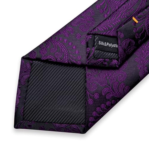 Image of DiBanGu Mens Paisley Tie Sets Silk Jacquard Woven Floral Necktie and Pocket Square Cufflinks Wedding Business Party