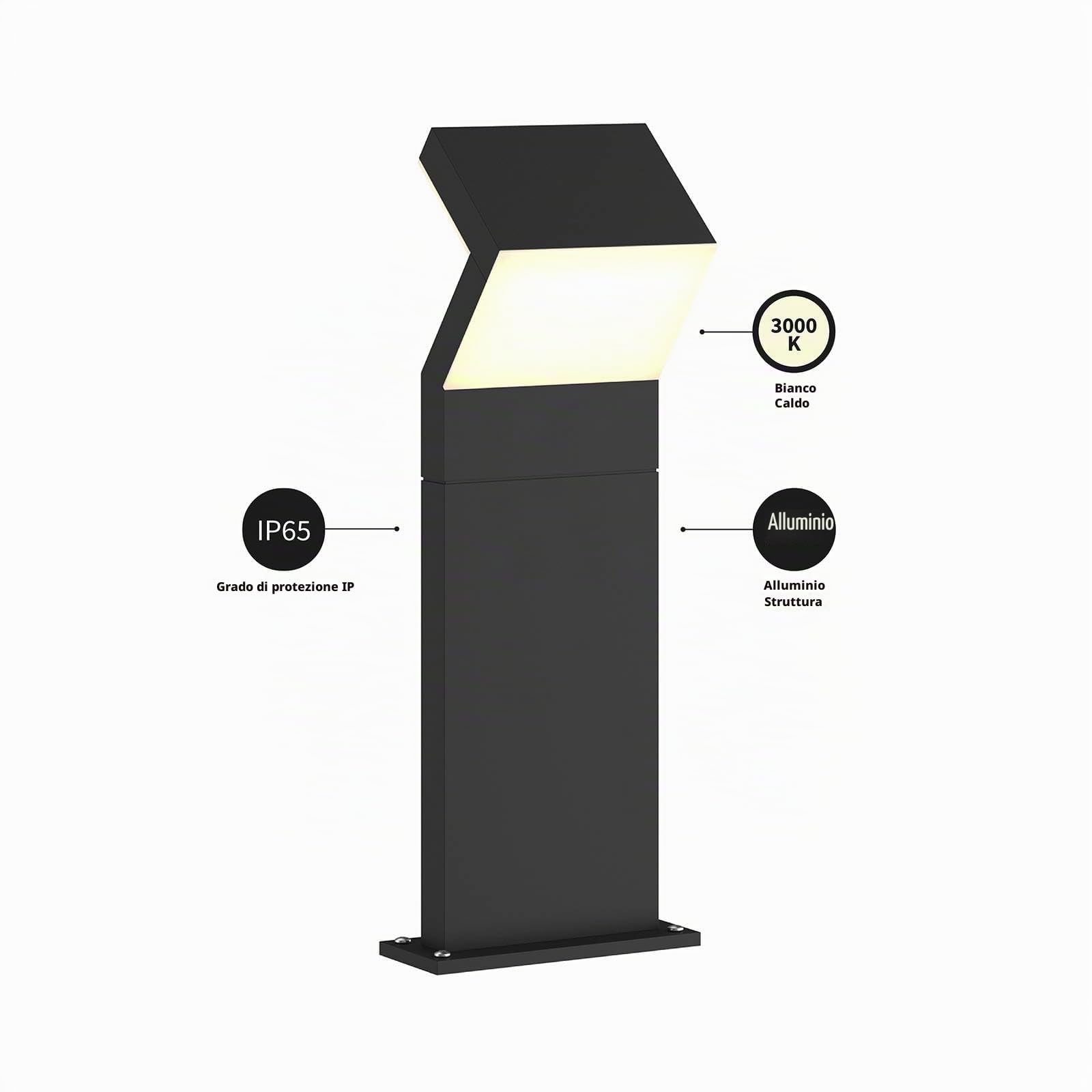Arcchio Lampada LED da esterni (Moderno) colore Nero, in Alluminio lampadina inclusa lampioncino paletto luminoso lampada viale lampione