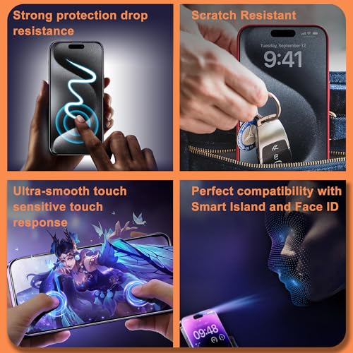 KUARMOR for iPhone 17 Pro Max Privacy Screen Protector [2-Pack],Anti Spy Privacy Tempered Glass, 9H Hardness, Bubble-Free Installation, Case-Friendly by KUARMOR - Used condition - Image 6