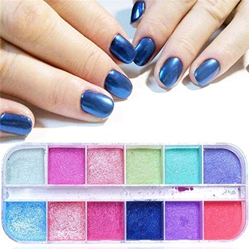 SAMENTHA Nail Art Glitter Powder Für Frauen, 12 Stück Nail Art Decor Glitter Dust Powder Set DIY Acryl UV Gel Tipps… – Bild 4