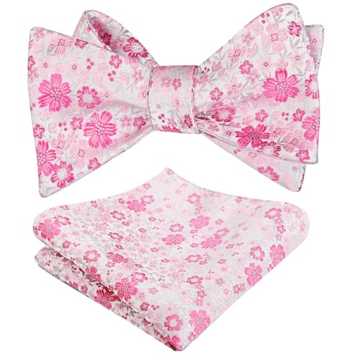 Image of Alizeal Mens 2pcs Floral Self-tied Bow Tie Pocket Square Set