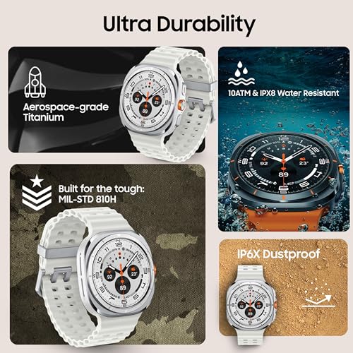 Image of (Refurbished) SamsungGalaxy Watch Ultra(47Mm, LTE, White)With Upto 100H Battery|3Nm Processor|Dual GPS|Quick Button /Siren|Sapphire Glass & Titanium|10Atm & IP68|BP & ECG Monitor|Energy Score & Ages