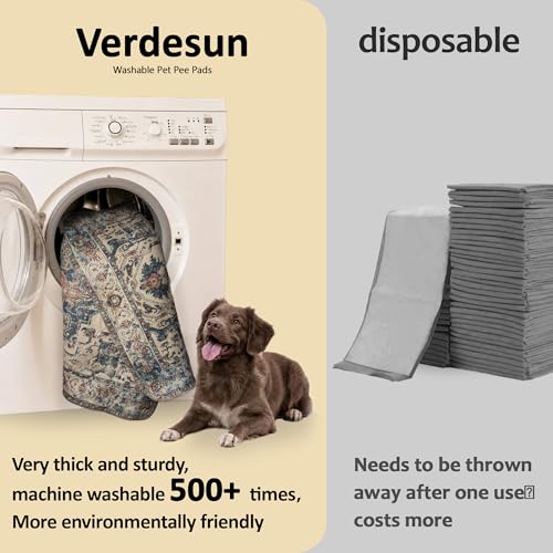 Image of Washable Pee Pads for Dogs, Reusable Puppy Potty Training Pads, Ultra-Absorbent Thick Waterproof Leak-Proof Non-Slip Pads & Mat for Crate, Playpen, Floor, Whelping & Housebreaking , 1 Pack 72 inchx72 inch