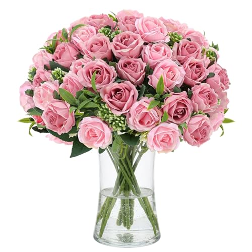 Xialvyu Künstliche Blumen 6 Bündel Künstliche Rosen Realistische Seidenrosen Kunstblumenstrau...