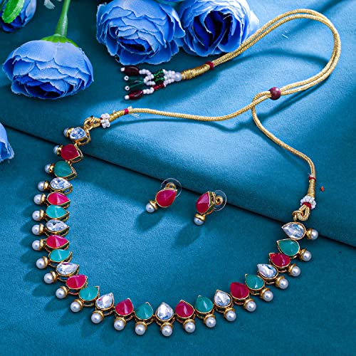 Image of Sukkhi Gold Plated Choker Necklace Set For Women