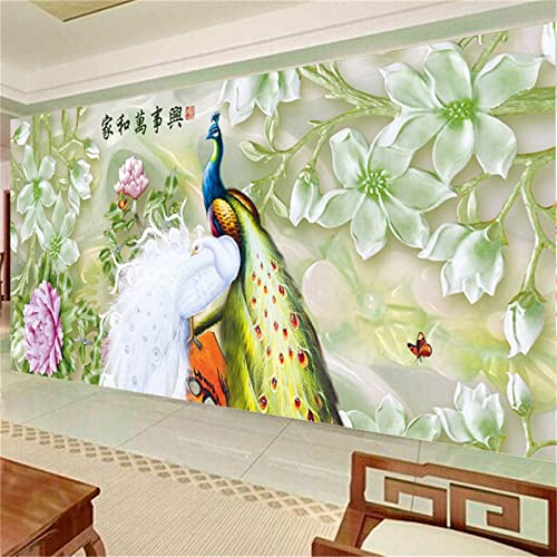 Broderie diamant paon blanc-vert | Diamond painting complet 60x180 cm