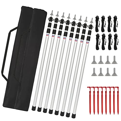 Gimisgu Lot de 8 barres télescopiques réglables en aluminium 90-230 cm avec sac de rangement