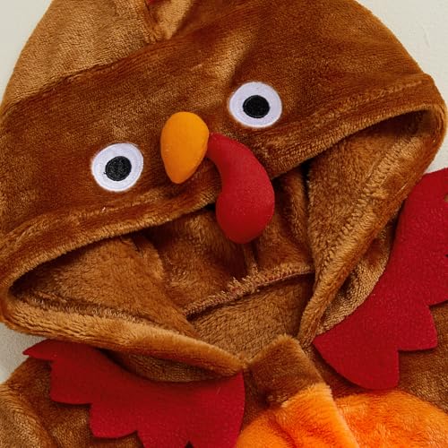 Disfraz para bebé de pavo en fleece con capucha miniatura 6