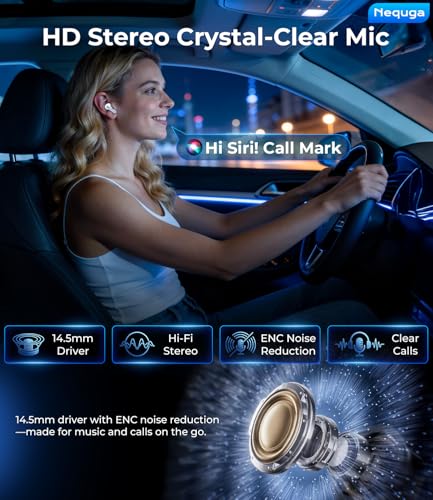 Image of Wireless Earbuds Bluetooth Headphones, 50H Playtime Ear Buds with Mic, LED Digital Display Charging Case, IPX7 Waterproof, Deep Bass Stereo, in-Ear Earphone for iPhone Andriod Phone - Arctic