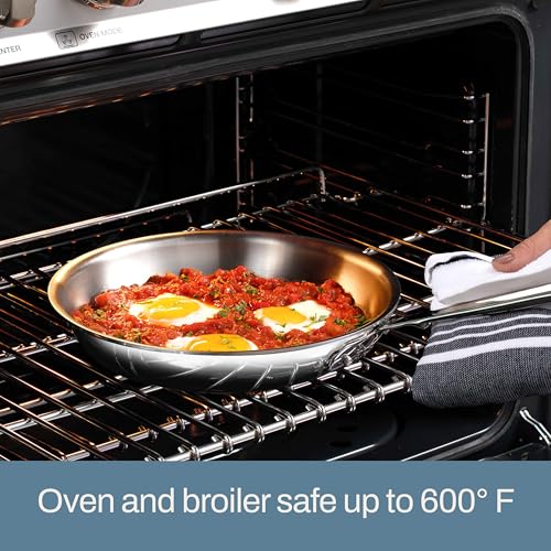 All-Clad D3 3-Ply Stainless Steel Fry Pan Set 2 Piece, 10, 12 Inch, Induction Oven Broiler Safe 600F, Kitchen Cooking Set, Skillets, Durable Frying Pans, Professional Pots and Pans Set Cookware Silver