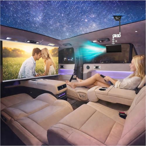 Car Projector Mini Portable outdoor Projector Kit with 30FT Screen (16:9) Supports 4K HD Ideal for Car Travel and Outdoor Movie Nights