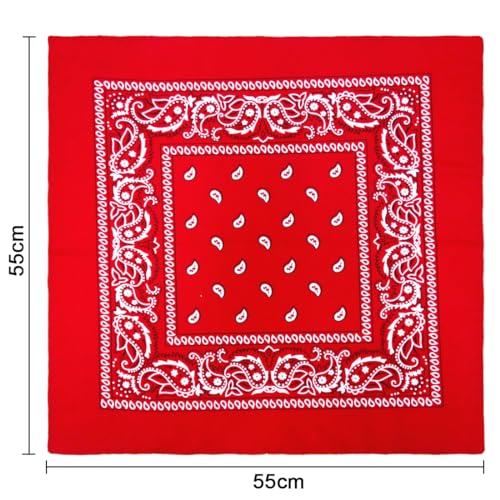 LZKHEH 3er Set Bandanas für Damen und Herren, Nickitücher als Kopftuch oder Halstuch, Unisex Bindetücher als Headwear, Haarschal in Paisley Muster (55 x 55 cm, Rot, Schwarz, Blau)