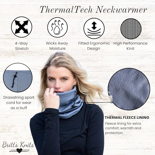 Britt's Knits Thermal Tech Neck Warmer Cold Weather Neck Gaiter Drawstring Sport Cord2