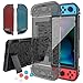 HEYSTOP Coque Compatible avec Nintendo Switch avec Protection Écran, Étui Switch Protection Ecran Verre trempé avec 6 poignées Couvre Pouce Absorption des Chocs et Antirayures