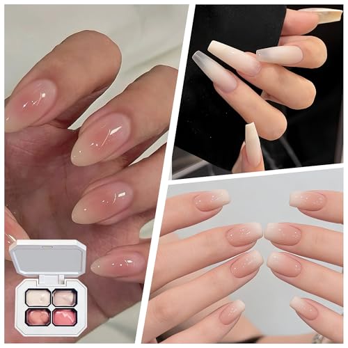 Esmaltes de uñas gel nude 4 colores base francés miniatura 3