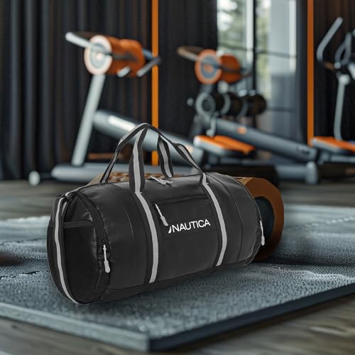 Image of Nautica Duffle Bag for Travel | Stylish Leatherette Luggage | Compact and Comfortable for Travelling |Hand Duffel Bag |Suitable for Men and Women, Grey