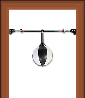 WJFTODAY Saco de Boxeo de Cuero, Saco de Boxeo portátil con Bola de Reflejos Grande, marcpuerta, Pelota Inflable para Adultos y niños, Ajustable (Color: Blanco + Negro, tamaño: 30 cm (11,8 Pulgadas))