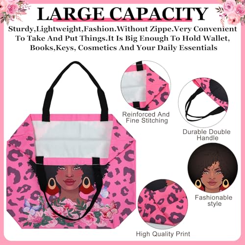 Image of Silkfly 4 Pack African American Tote Bags Gifts for Black Women Shoulder Handbag Afro Satchel Sister Bag for Work Travel