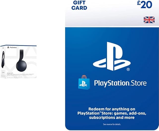 PULSE 3D Midnight Black Wireless Headset (PS5) + PlayStation PSN Card 20 GBP Wallet Top Up | PS5/PS4 | PSN Download Code - UK account