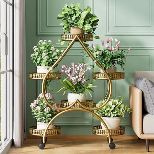 Support pour 6 pots de fleurs mobile et polyvalent sur 4 niveaux - 7