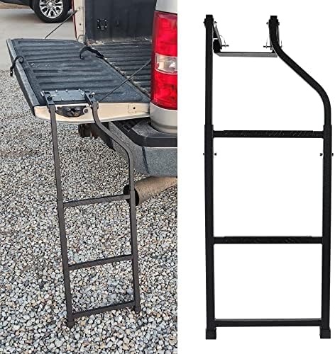 Truck Tailgate Ladder, Ladder Foldable for Truck Bed, Universal Extension Step Ladder with Upgrade Aluminum Step Grip Plates