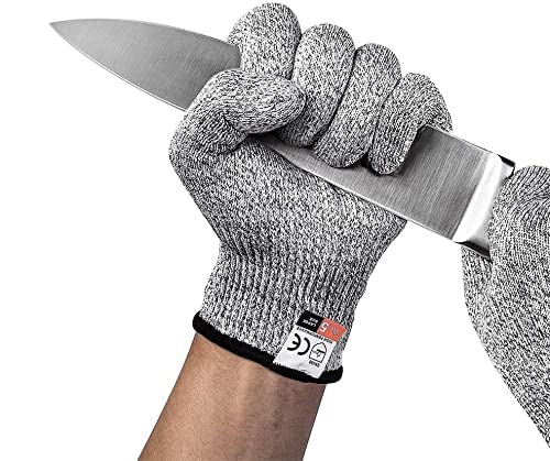 ChuWill Schnittschutzhandschuhe, Schnittfeste Handschuhe, Arbeitshandschuhe, Schutzhandschuhe, Schutzstufe 5, Sicherheits Küche und Schnitthandschuhe für den Außenbereich (Large)