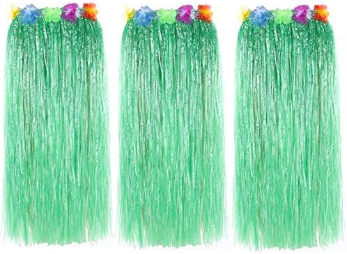 32" Adult's Flowered Luau Hula Skirts Pack of 3,Assorted Colors image 5