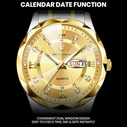 Image of LONGBO Zenith Diamond Analog Watch for Men Business Stainless Steel Watches Luxury Men's Wristwatch | Birthday Gift for Men | Gift for Husband | Gift for Brother