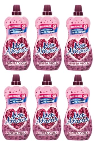 Felce Azzurra Mon Amour Lot de 6 adoucissants concentrés Ammorbidente Ninfea Viola, 54 lavages, 1350 ml