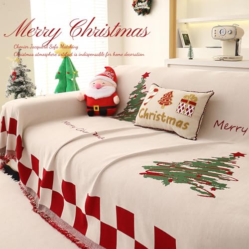 Housse de canapé de Noël lavable en chenille blanche pour protéger des chiens et chats - 3