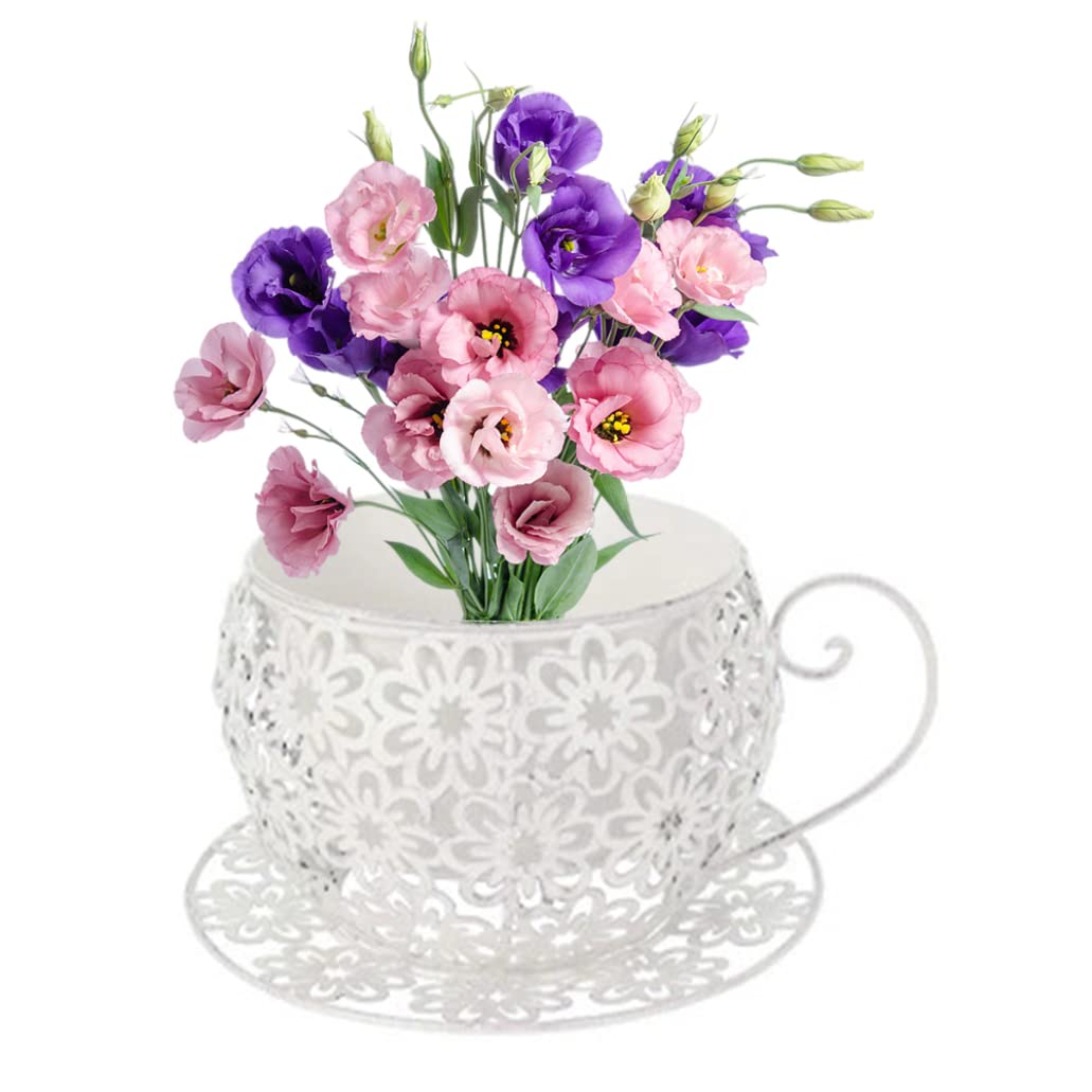 Littlebedd Flower Pots Coffee Saucer Teacup Garden Planter Vintage Succulent Plant Holder White
