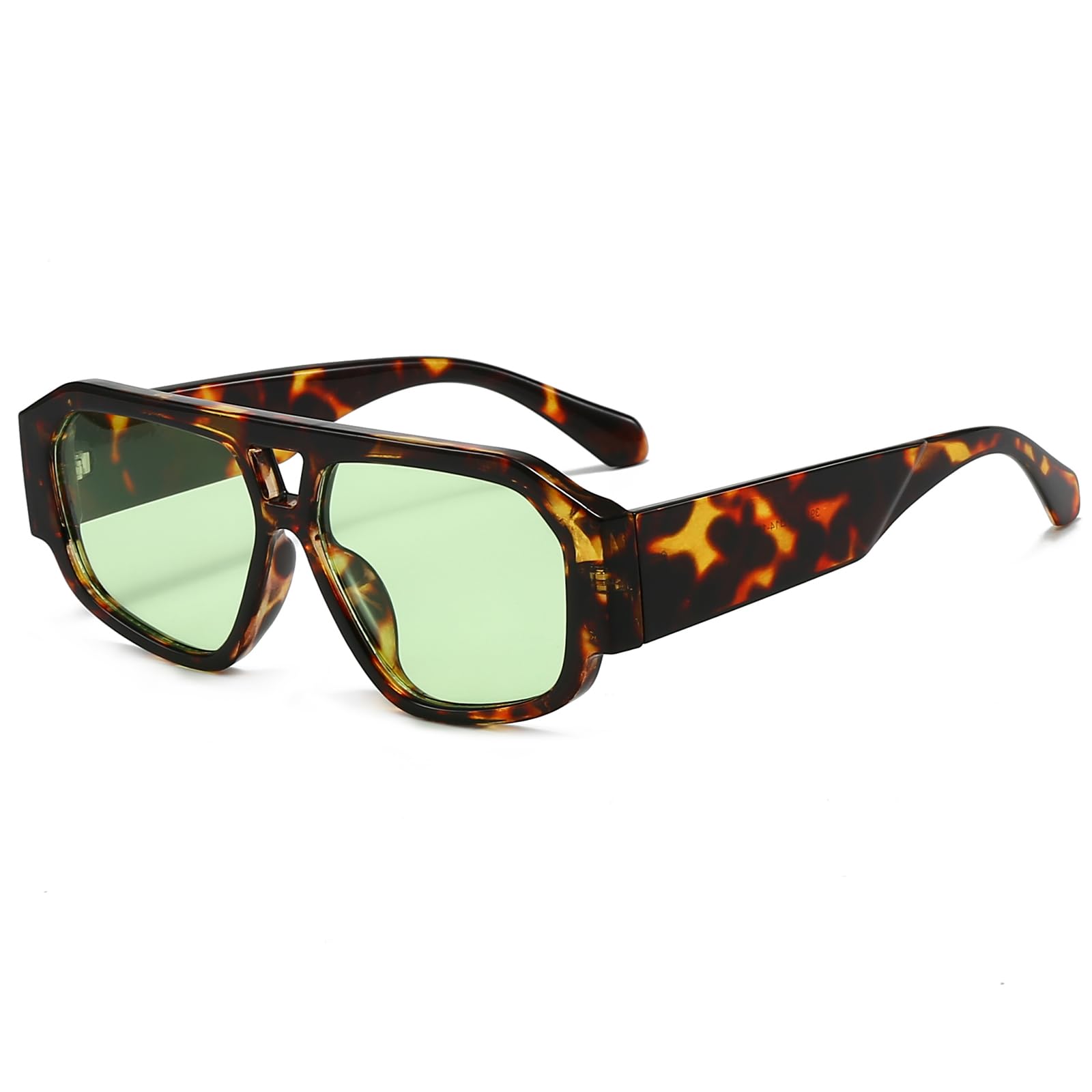 YAMEIZE Retro Pilot Sonnenbrille für Damen 70er Jahre Doppelbrücke Sonnenbrille Vintage Quadratischer Rahmen Klobige Schattierungen Brille UV400