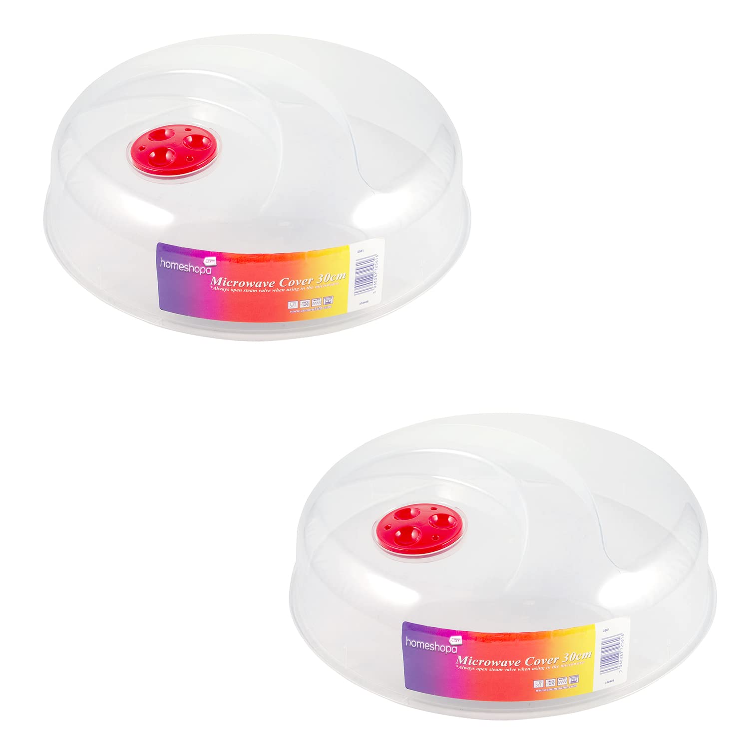 HOMESHOPA Microwave Plate Cover, 30cm 2 Pack Microwave Splatter Guard Lid with Steam Vents, Plastic Transparent Ventilated Food Plate Dish Cover Kitchen Cooking, BPA Free & Dishwasher Safe