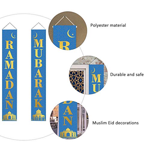 NUOBESTY 1 par de bandeiras decorativas de festa para casais muçulmanos Eid decorações para porta