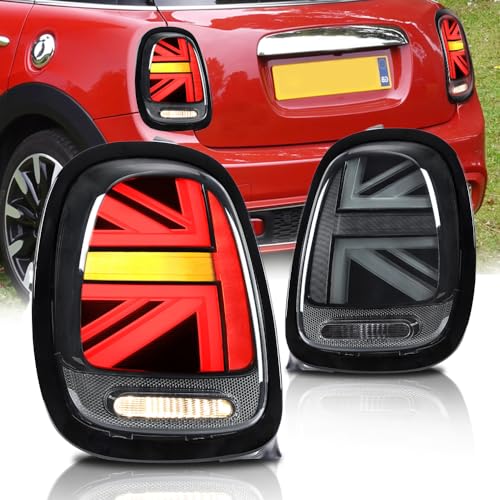 VLAND Feu arrière pour Mini Cooper F55 F56 F57 2014-2021 Union Jack Feux arrières Assemblage avec clignotant séquentiel, aucun feu antibrouillard (Cercle...