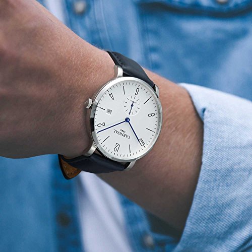Image of MASTOP Mens Ultra-Thin White Dial Watches Leather Strap Fashion Waterproof High End Automatic Mechanical Watch