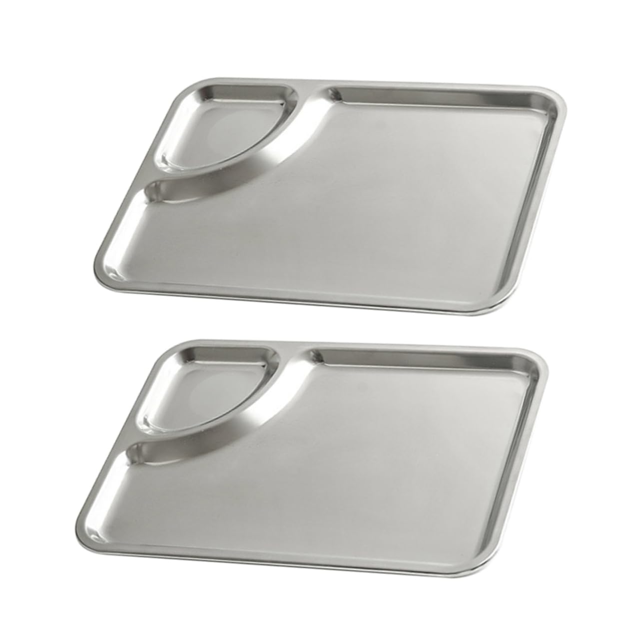 MOLUCKFU 2pcs French Fries Chicken Plate Sushi Dipping Bowl Snack Trays Portion Control Bowls Chips and Salsa Plate Kitchen Accessory Appetizer Tray Silver Stainless Steel