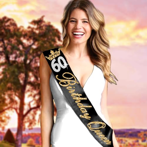 60th Birthday Gifts for Her - PREMIUM GRADE SATIN Sash - Milestone Birthday Party Decorations2