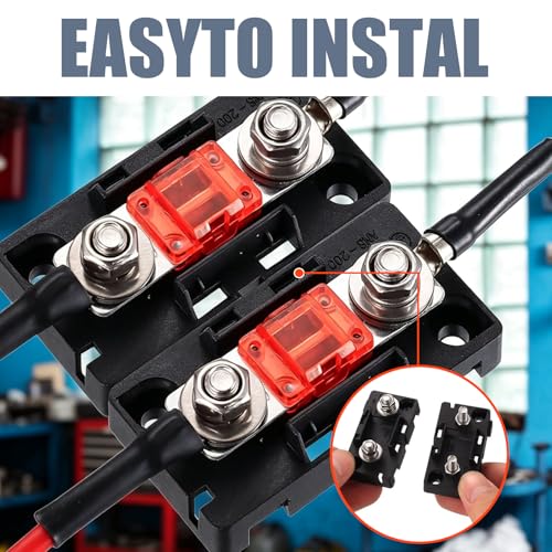 4 Stück Midi Sicherungshalter Kfz Sicherungshalters mit 6 Stück 40A 50A 80A Mega Sicherungshalter KFZ Sicherungen KFZs für Auto, Boots, Suv, LKWs, Fahrzeuge, mit 8 Terminal Sicherungsclips