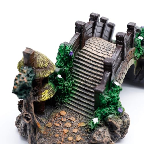 Image of Resin Arch Bridge Aquarium Ornament - Miniature Garden Decor for Fish Tank, Terrarium & Fairy Garden, Durable Artificial Bridge Model for Indoor /Outdoor Landscape Accessories