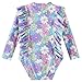 LIBREDGE Baby Girls Swimsuit One Piece Long Sleeve Rashguard Swim Suit Bathing Suit UPF 50+ Sun Protection A Colorful World 12-18 Months