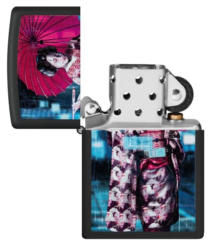Encendedor de bolsillo Zippo negro con diseño Kimono miniatura 4