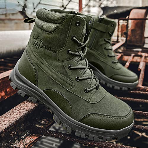 GEXECEUSS Men's Military Tactical Boots Lightweight Combat Outdoor Rubber Outsole Boots Desert Boots Side Zip Leather Cargo Boots3