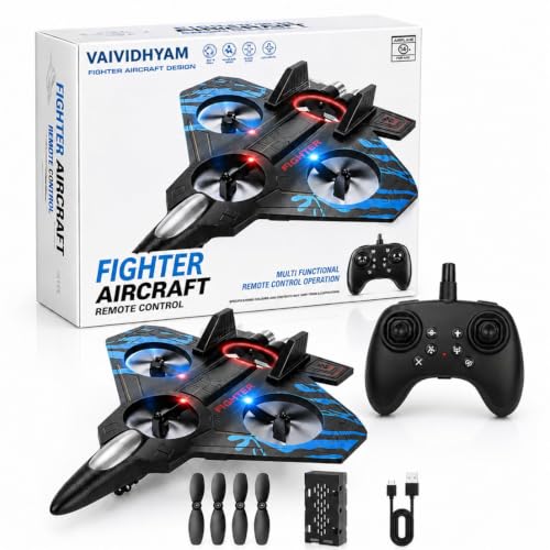 Image of RC Aeroplane Drone 2.4GHz Remote Controlled Aeroplane E0741 Quadcopter Floating Fighter Plane RC Aeroplane RTF for Beginners, Children and Adults, APlane Toy with Coloured Lights USB Charging (STRANDARD)