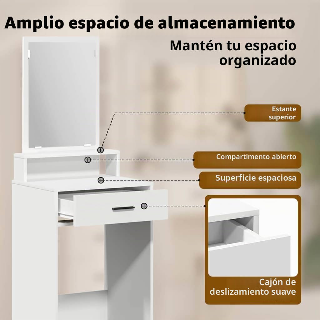 vidaXL Mesa Tocador 50 x 41 x 140 cm Madera de ingeniería | Mucho espacio para todas tus cosas, Un look moderno que se adapta a cualquier decoración,